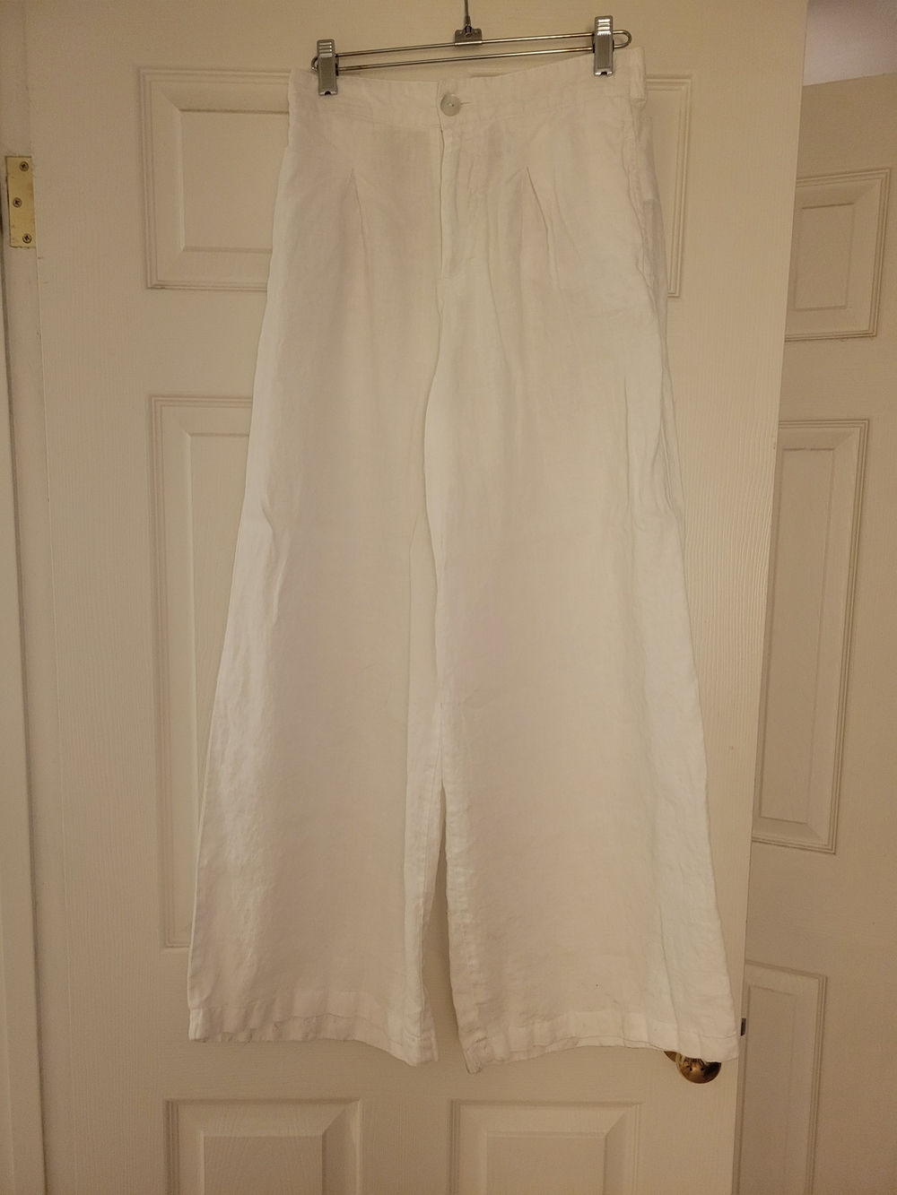 Halston Women's White Wide-Leg Linen Blend Pants